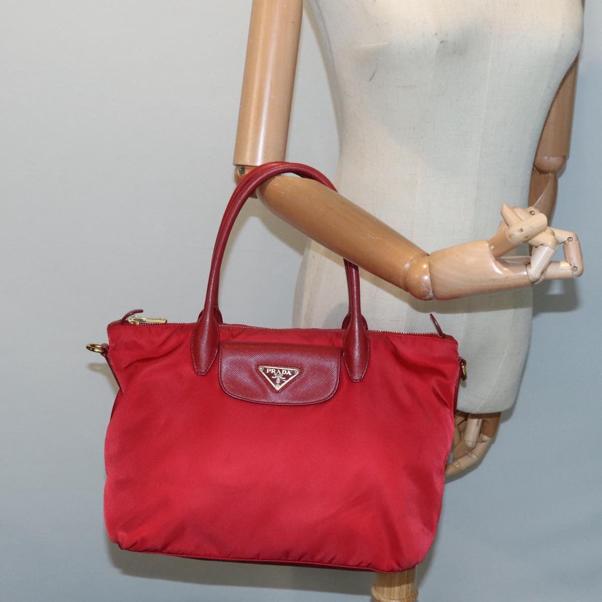 Prada Shopping Red Synthetic Tote Bag (Pre-Owned) Size ONE SIZE - 16 Thumbnail