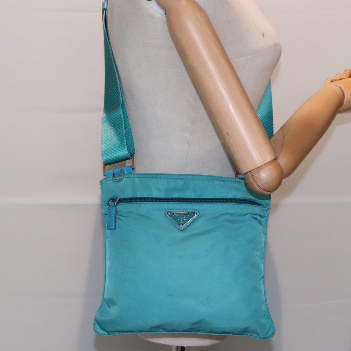 Prada Re-Nylon Turquoise Synthetic Shoulder Bag (Pre-Owned) Size ONE SIZE - 16 Thumbnail