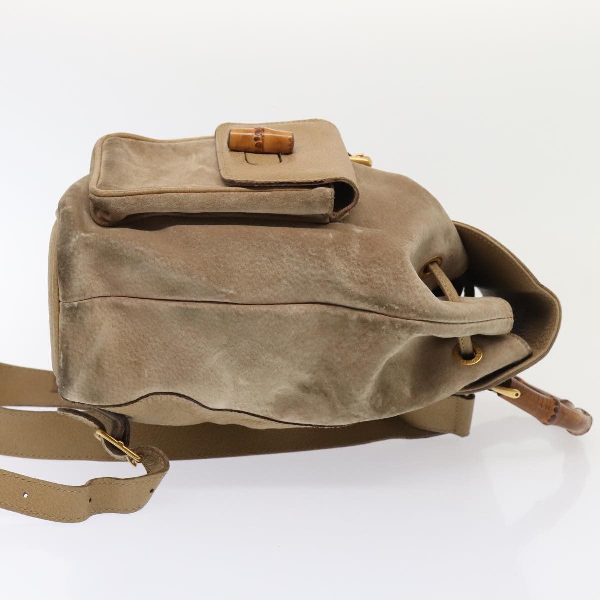 Gucci Bamboo Beige Suede Backpack Bag (Pre-Owned) Size ONE SIZE - 3 Thumbnail