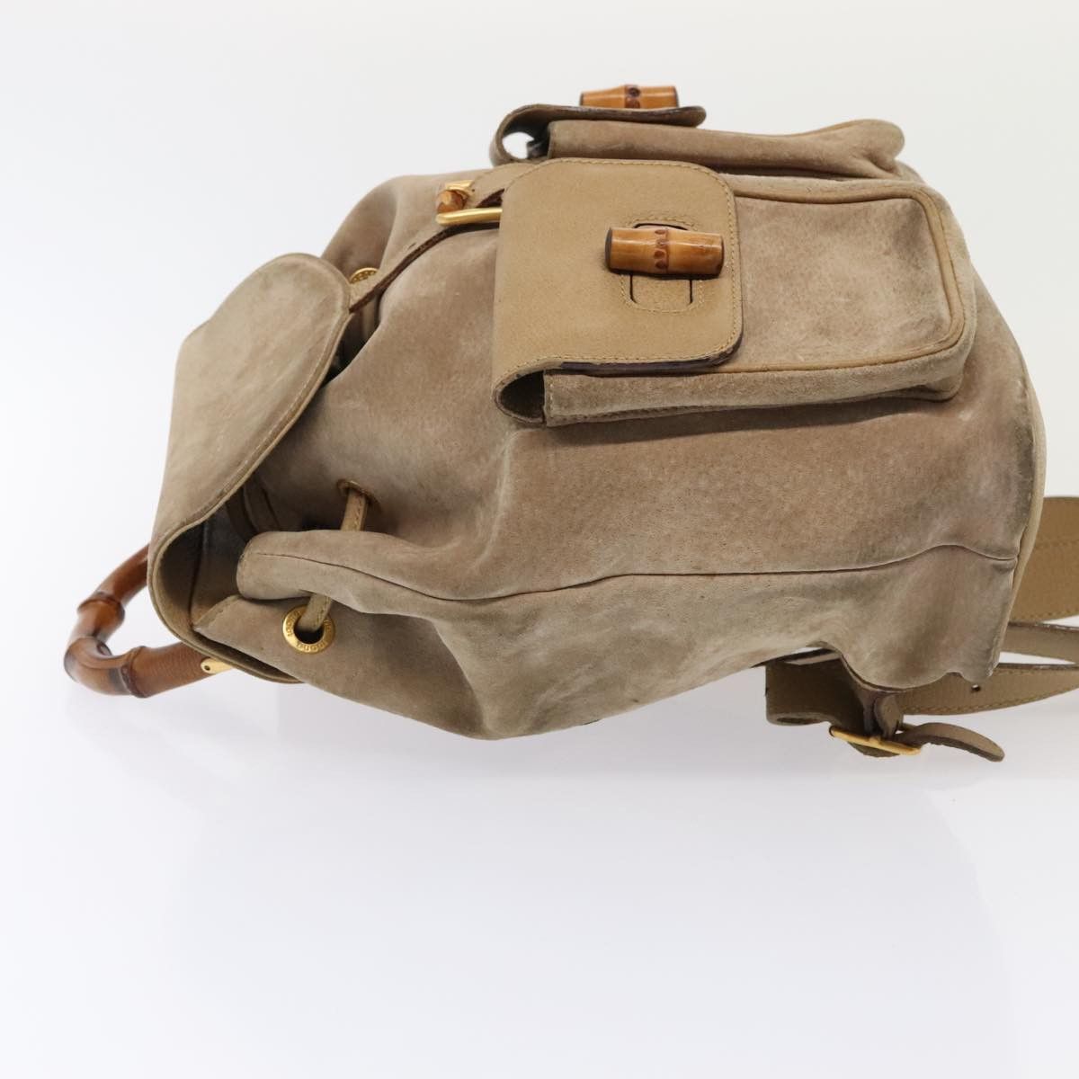 Gucci Bamboo Beige Suede Backpack Bag (Pre-Owned) Size ONE SIZE - 4 Thumbnail
