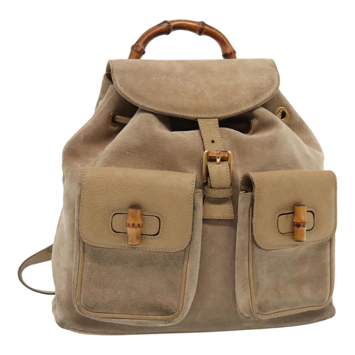 Gucci Bamboo Beige Suede Backpack Bag (Pre-Owned) Size ONE SIZE - 16 Thumbnail