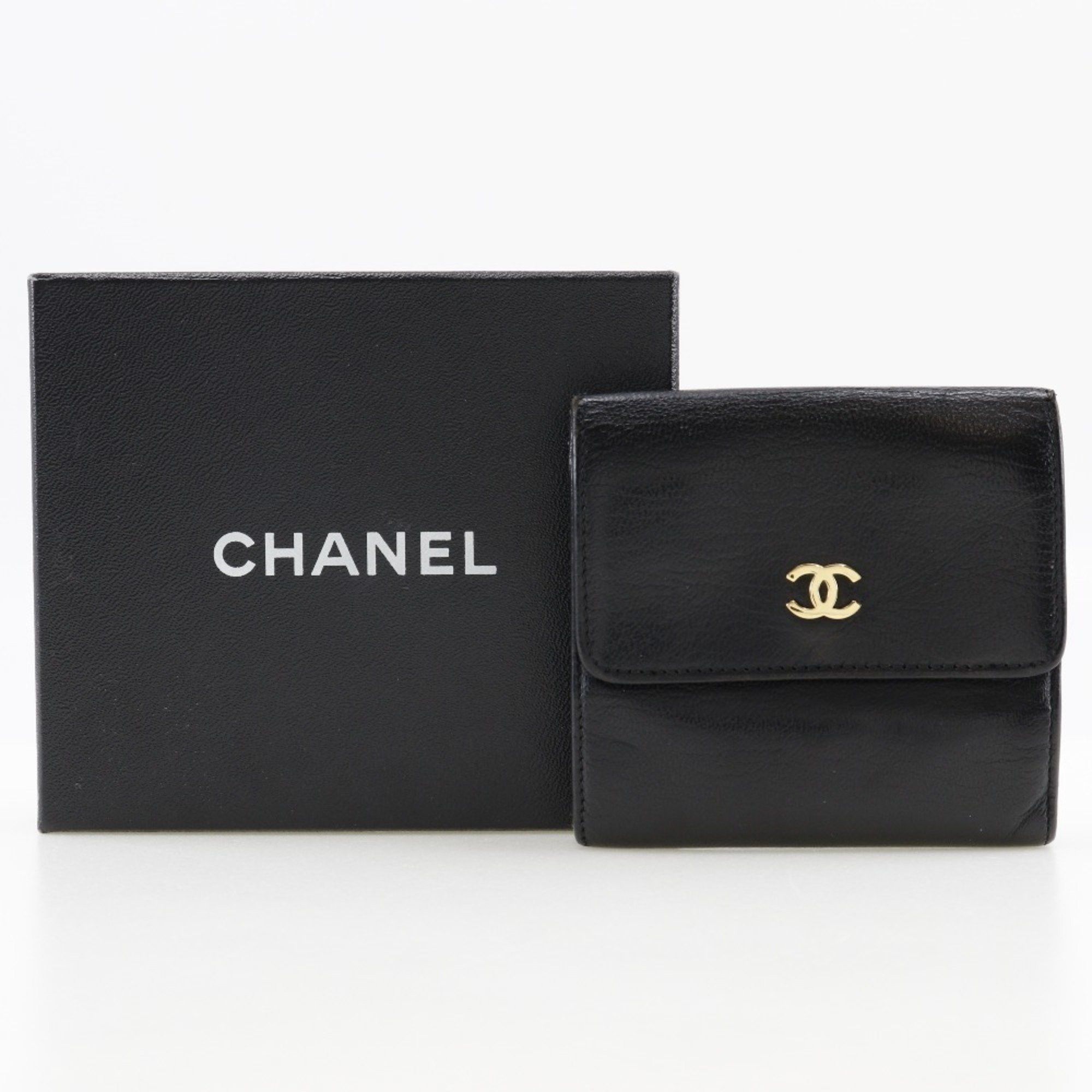 Chanel CHANEL COCO Mark Bi-fold Wallet W A13456 Calfskin Black Snap Button Women's Size ONE SIZE - 15 Thumbnail