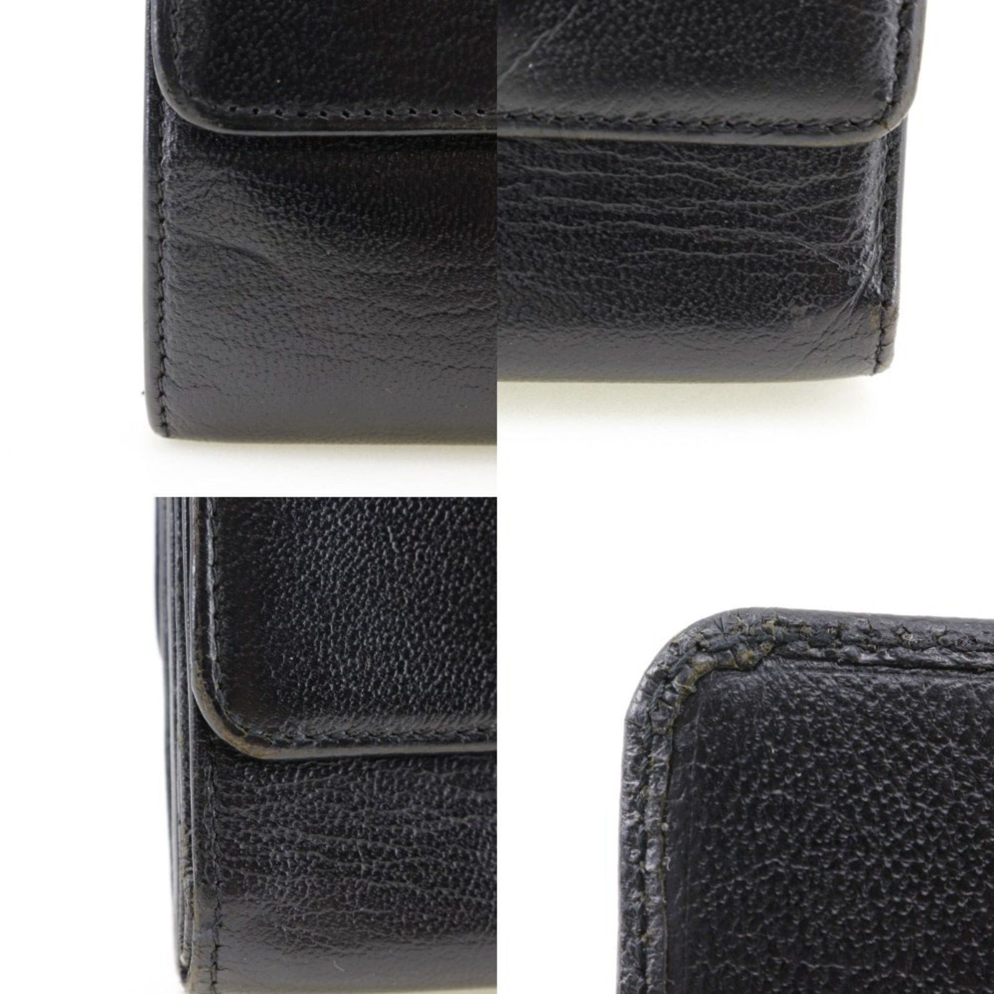 Chanel CHANEL COCO Mark Bi-fold Wallet W A13456 Calfskin Black Snap Button Women's Size ONE SIZE - 8 Thumbnail
