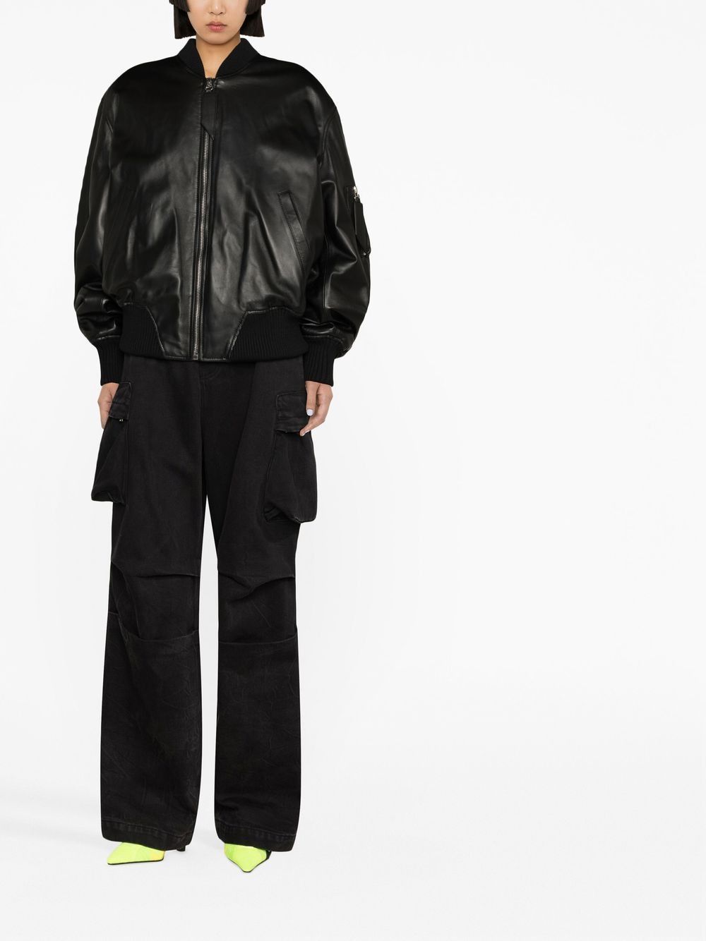 The Attico ANJA LEATHER BOMBER JACKET Size S / US 4 / IT 40 - 2 Thumbnail