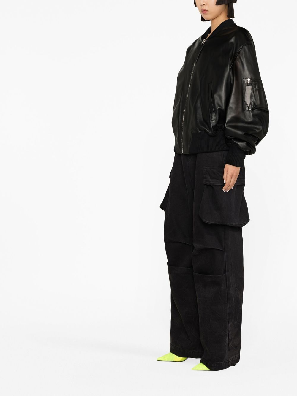 The Attico ANJA LEATHER BOMBER JACKET Size S / US 4 / IT 40 - 4 Thumbnail