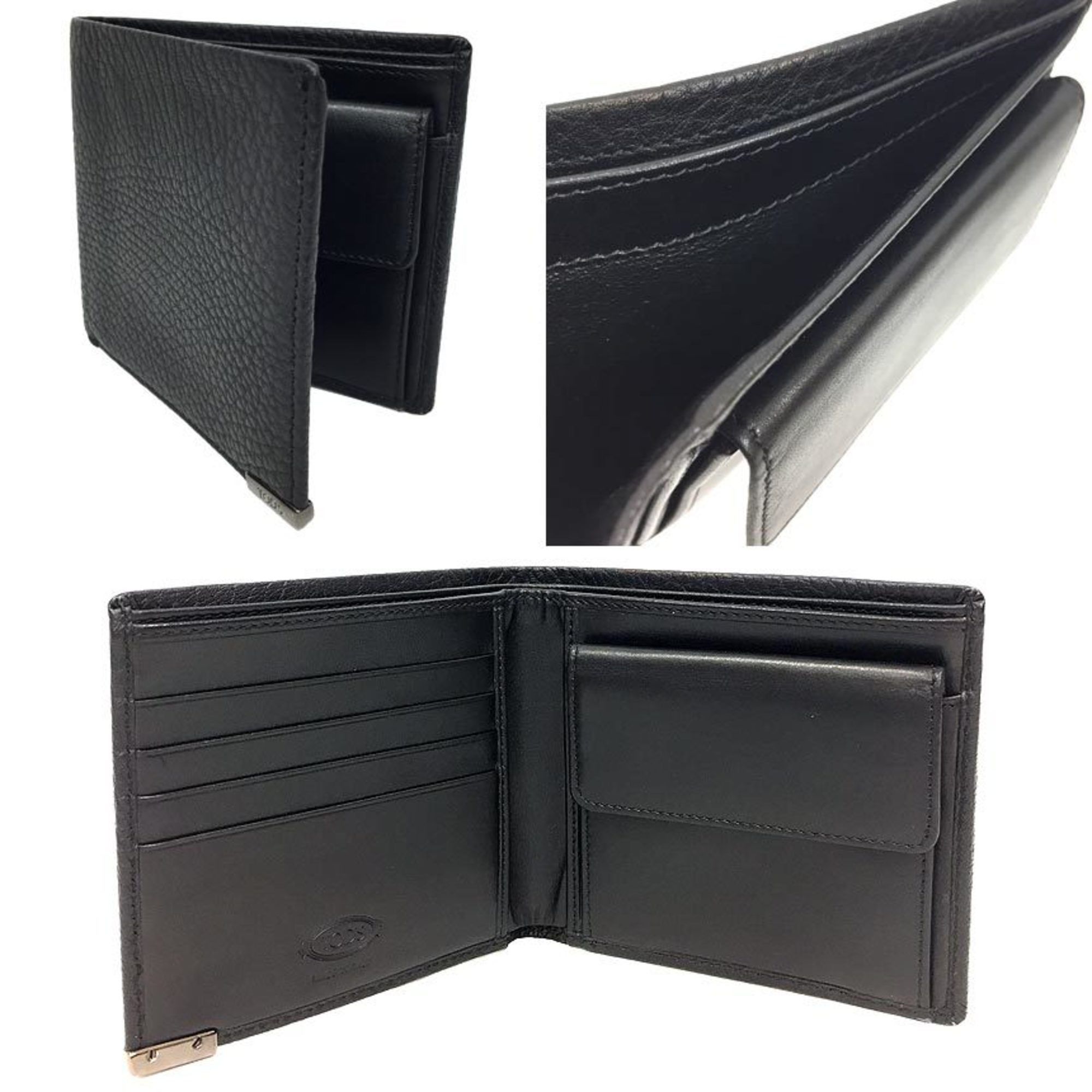 Tod's TOD'S Men's Folding Wallet with Coin Purse Leather Black Size ONE SIZE - 2 Thumbnail