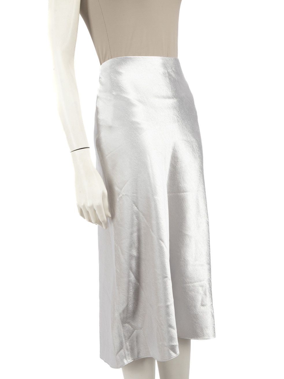 Vince Silver Metallic Midi Skirt Size 30" / US 8 / IT 44 - 2 Thumbnail