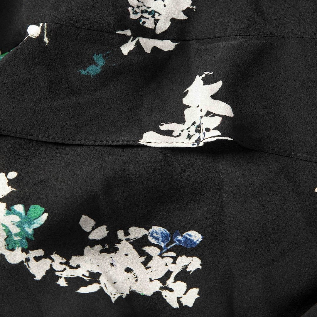 Proenza Schouler Black Silk Floral Print Skirt Size 26" / US 2 / IT 38 - 4 Thumbnail