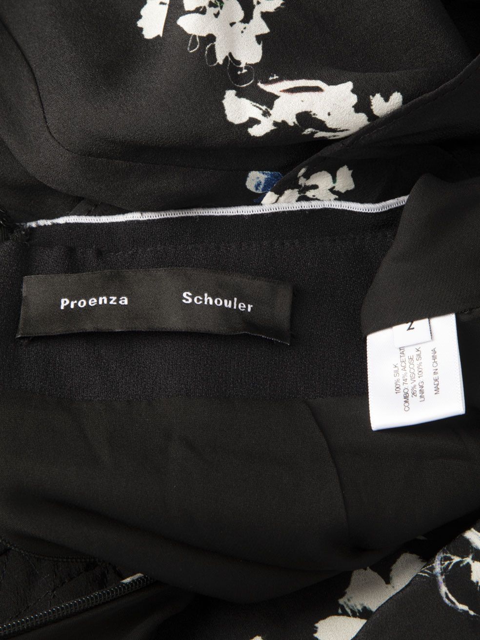 Proenza Schouler Black Silk Floral Print Skirt Size 26" / US 2 / IT 38 - 5 Thumbnail