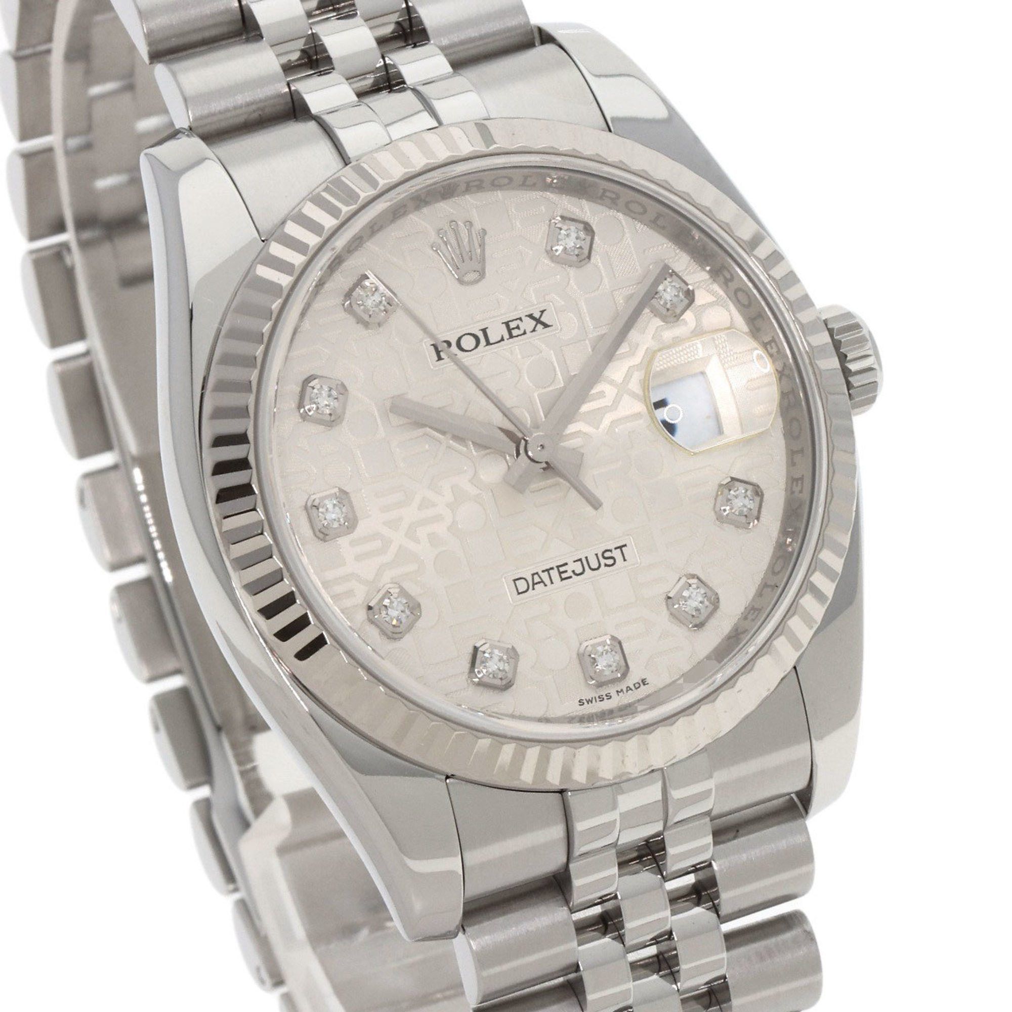 Rolex Rolex 116234G Datejust 10P Diamond Watch Stainless Steel SS K18WG Men's ROLEX Size ONE SIZE - 4 Thumbnail