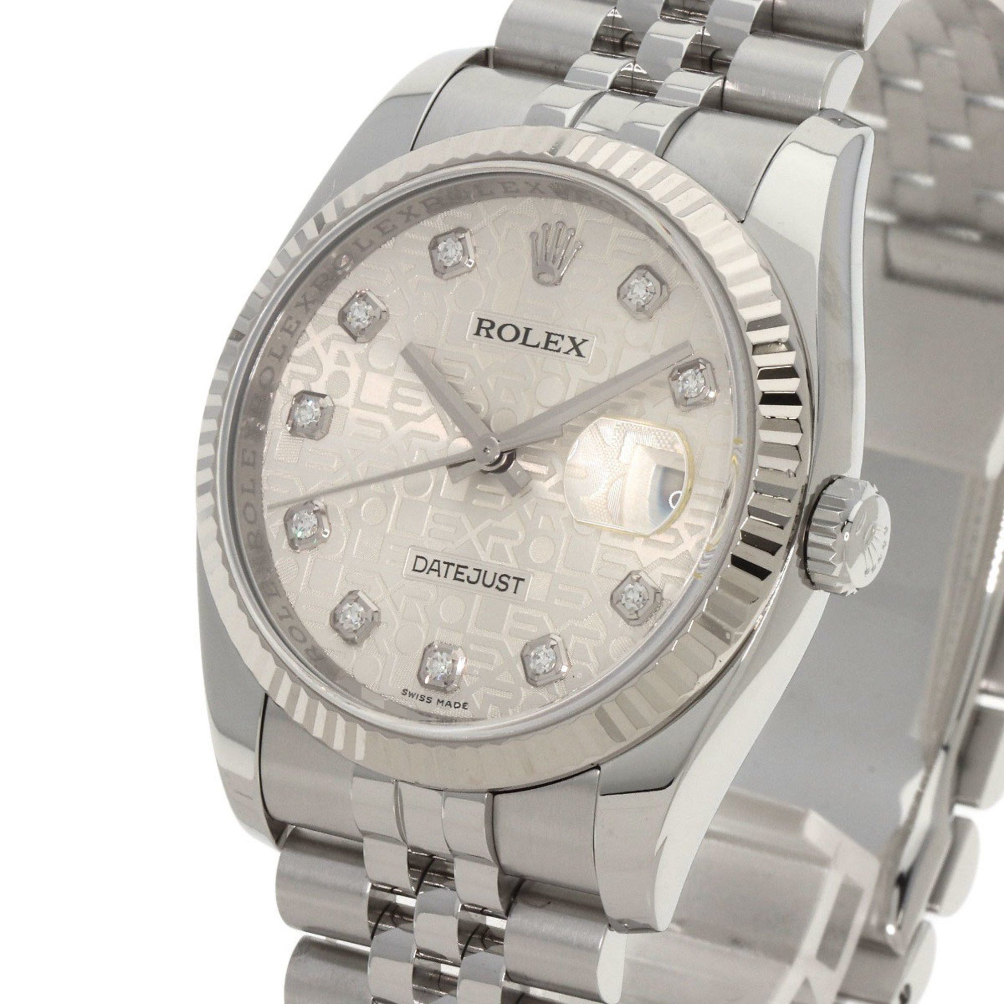 Rolex Rolex 116234G Datejust 10P Diamond Watch Stainless Steel SS K18WG Men's ROLEX Size ONE SIZE - 3 Thumbnail