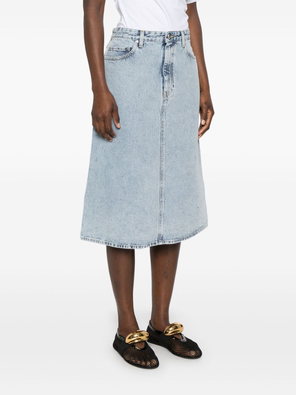 Toteme ORGANI COTTON DENIM MIDI SKIRT Size 27" / US 4 / IT 40 - 3 Thumbnail