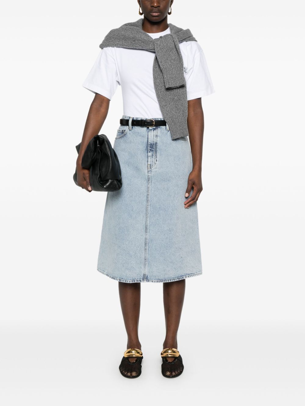 Toteme ORGANI COTTON DENIM MIDI SKIRT Size 27" / US 4 / IT 40 - 4 Thumbnail