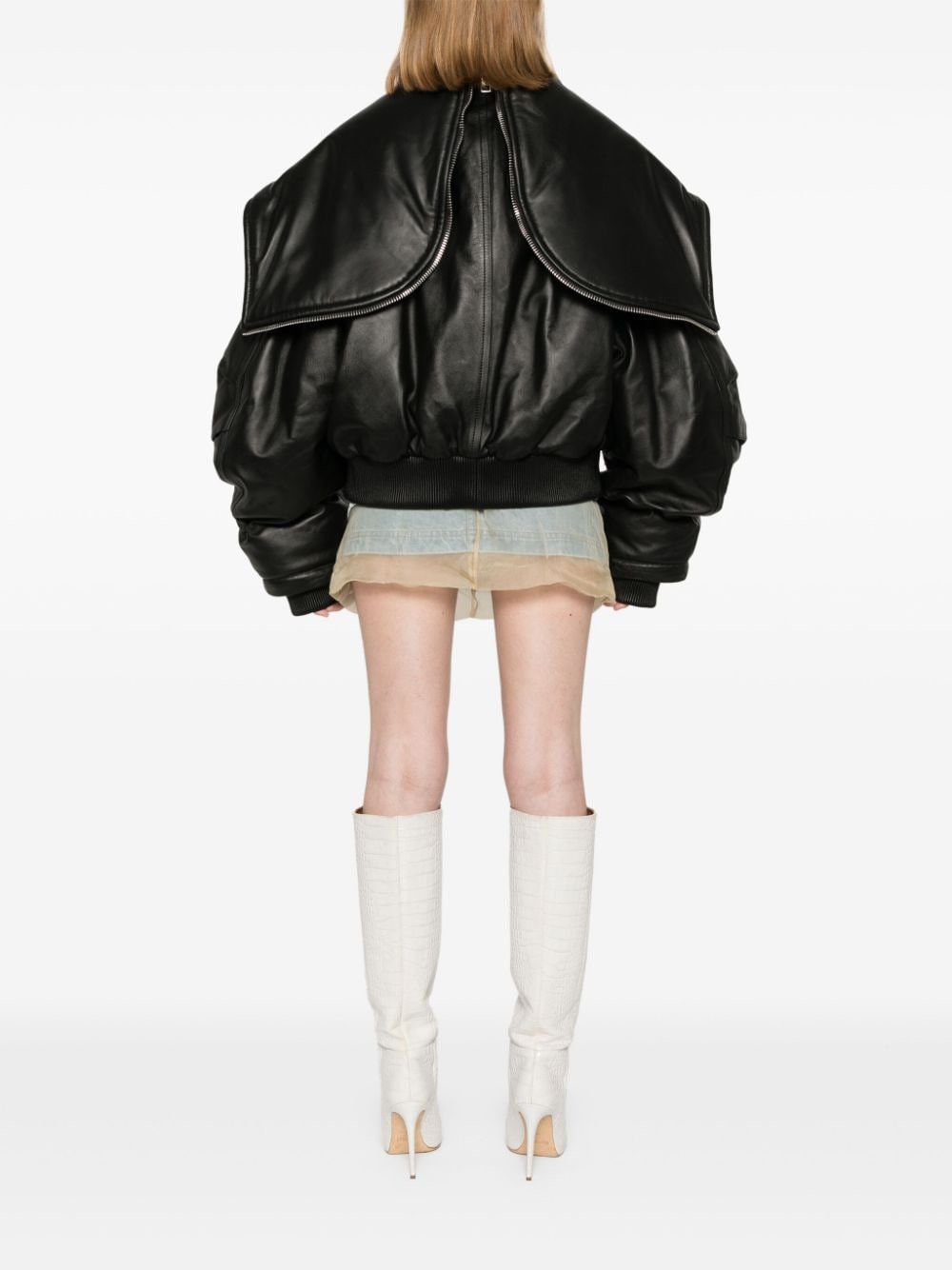 The Attico LEATHER BOMBER JACKET Size S / US 4 / IT 40 - 2 Thumbnail