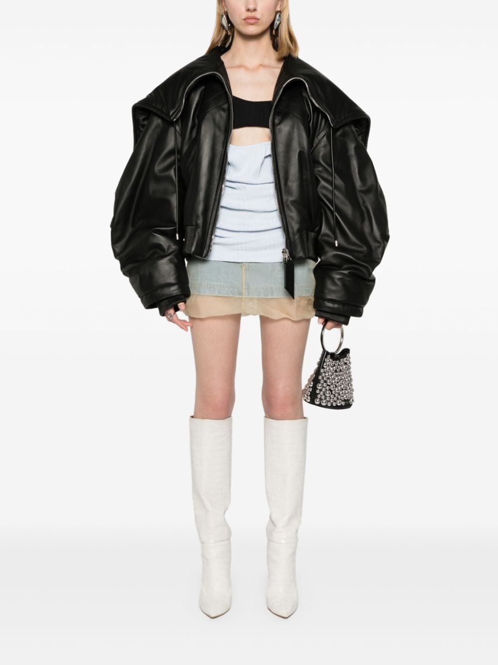 The Attico LEATHER BOMBER JACKET Size S / US 4 / IT 40 - 4 Thumbnail