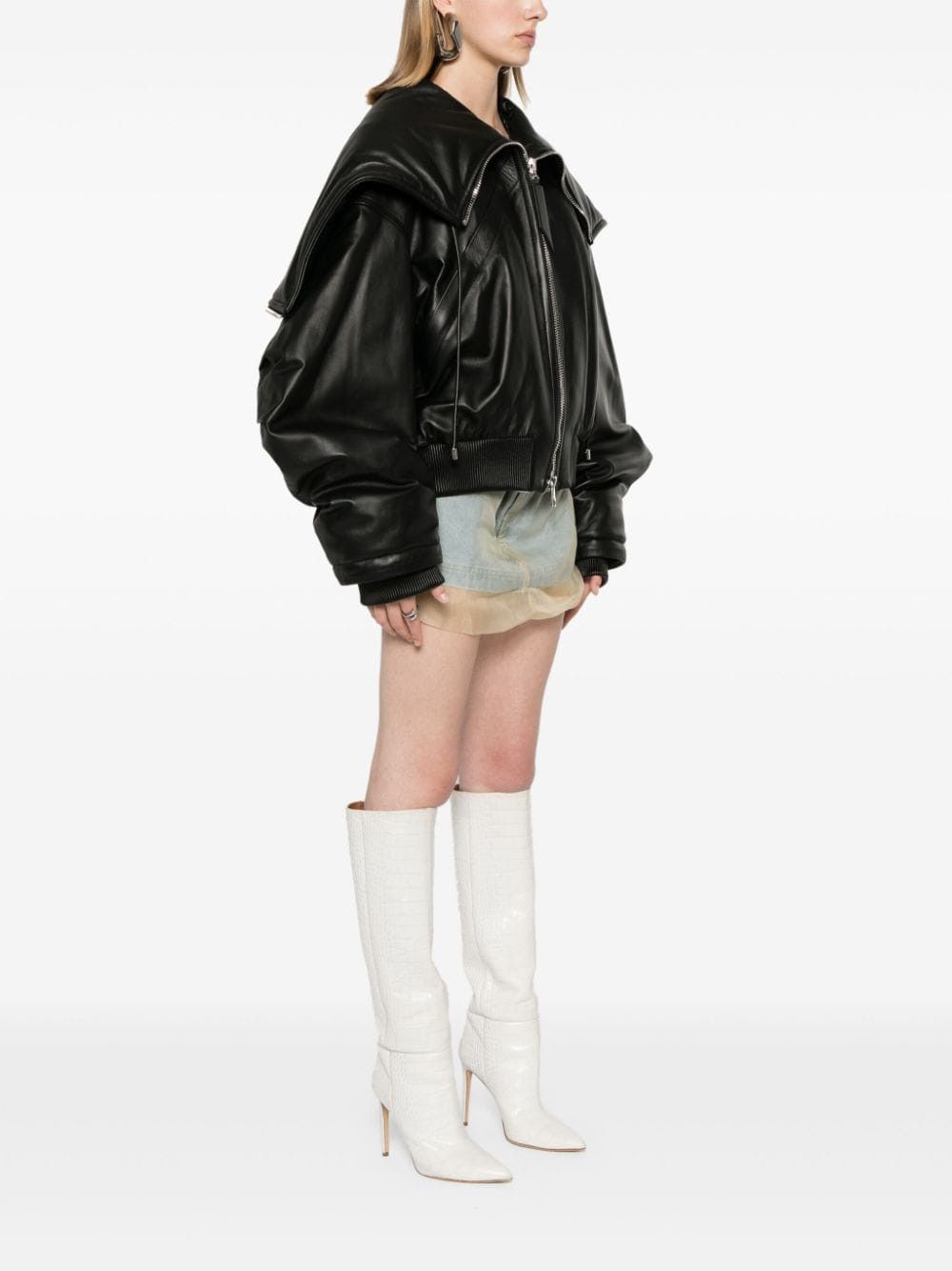 The Attico LEATHER BOMBER JACKET Size S / US 4 / IT 40 - 3 Thumbnail