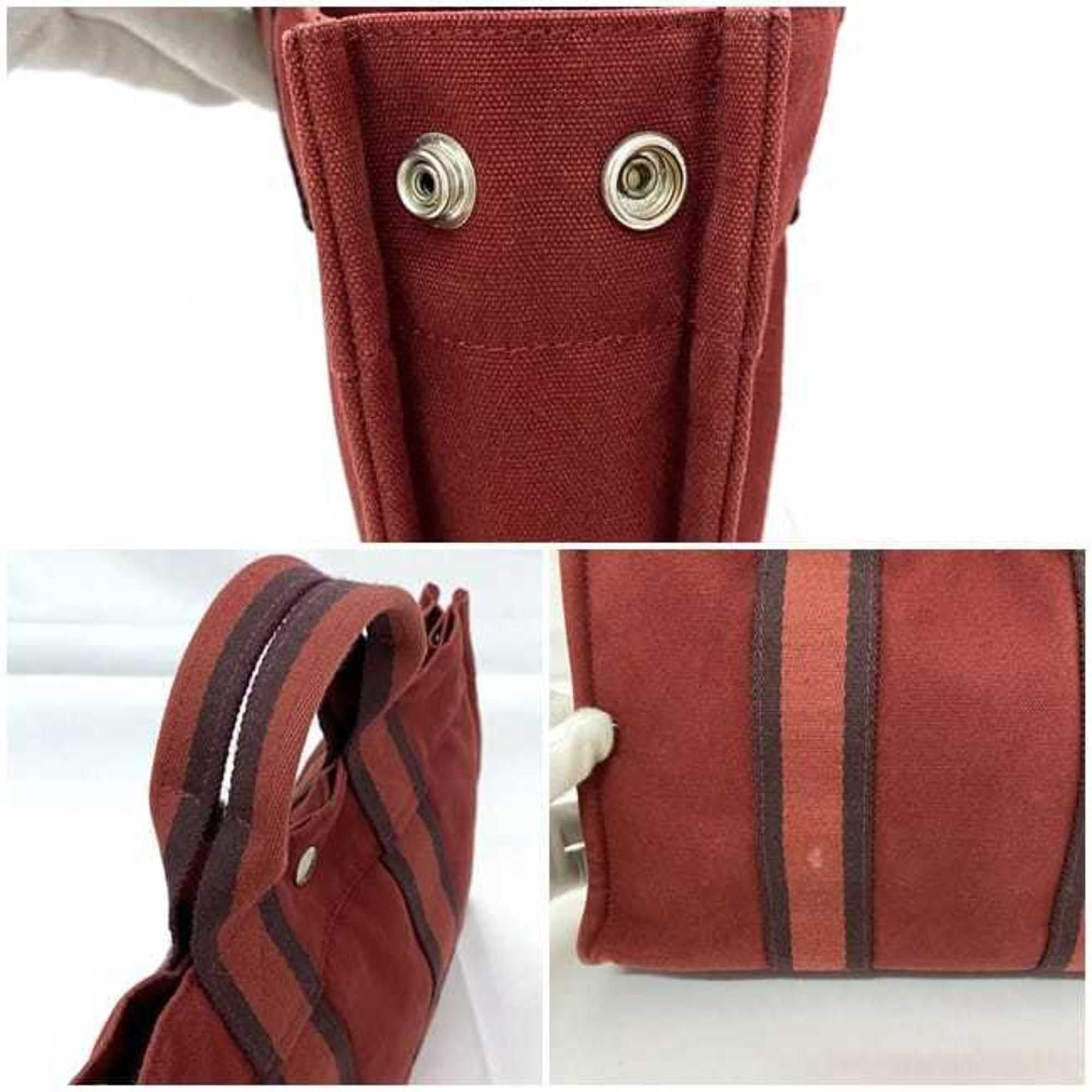Hermes Hermes Handbag Foult PM ec-21452 Red Canvas HERMES Striped Bag Men's Women's Compact Size ONE SIZE - 10 Thumbnail