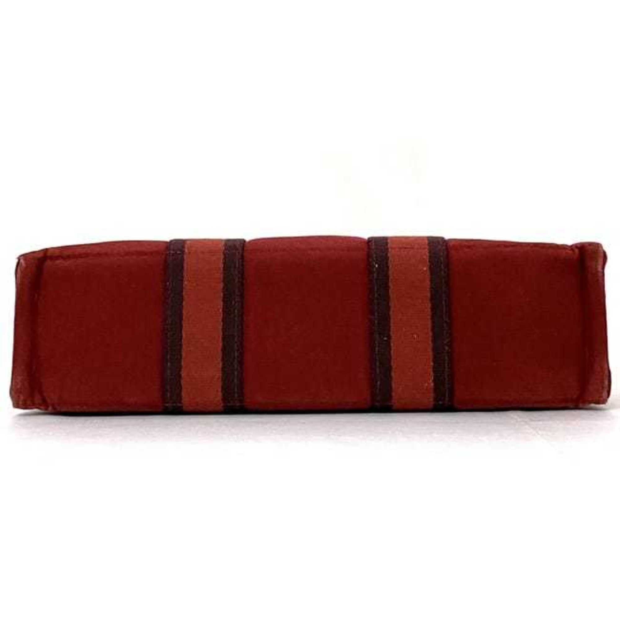 Hermes Hermes Handbag Foult PM ec-21452 Red Canvas HERMES Striped Bag Men's Women's Compact Size ONE SIZE - 5 Thumbnail