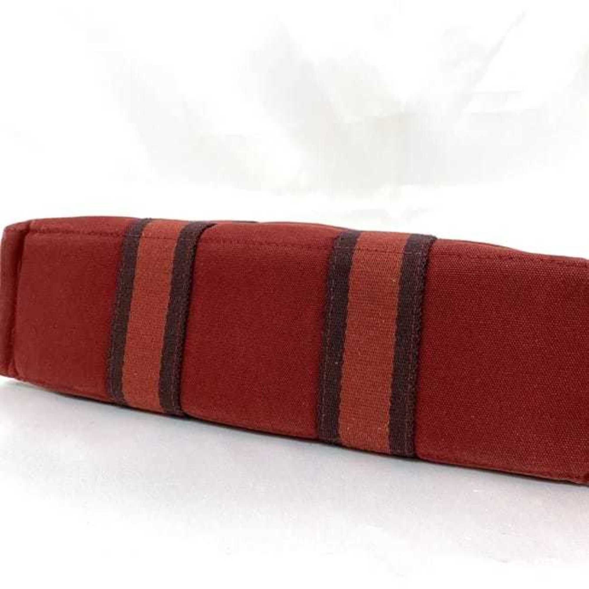 Hermes Hermes Handbag Foult PM ec-21452 Red Canvas HERMES Striped Bag Men's Women's Compact Size ONE SIZE - 6 Thumbnail
