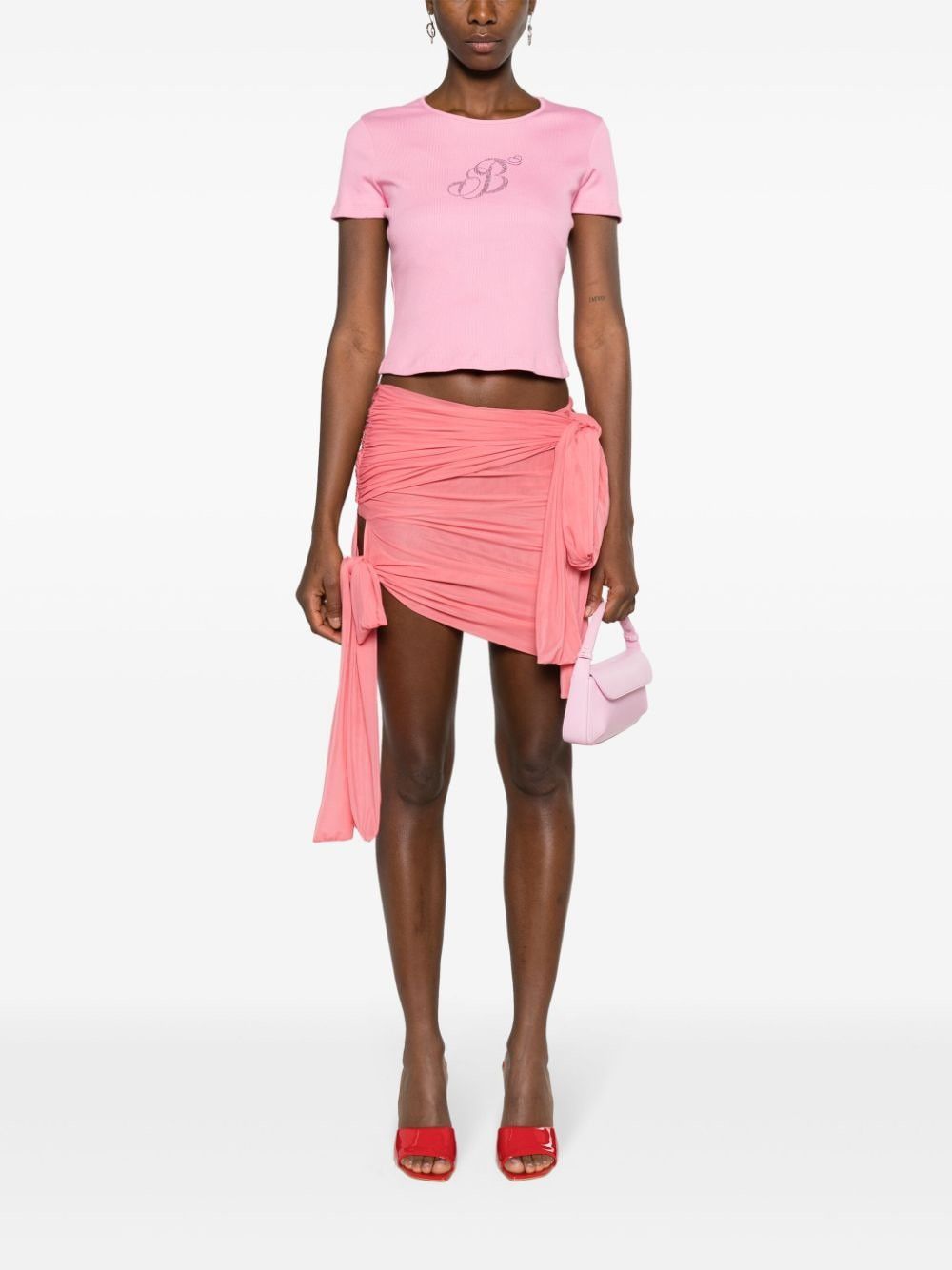 Blumarine BOW DETAIL DRAPED MINI SKIRT Size 27" / US 4 / IT 40 - 2 Thumbnail
