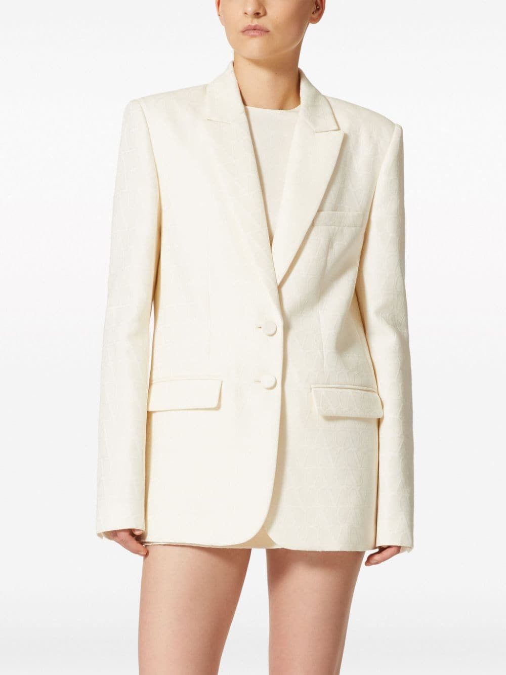 Valentino TOILE ICONOGRAPHE WOOL AND SILK BLEND BLAZER JACKET Size S / US 4 / IT 40 - 3 Thumbnail