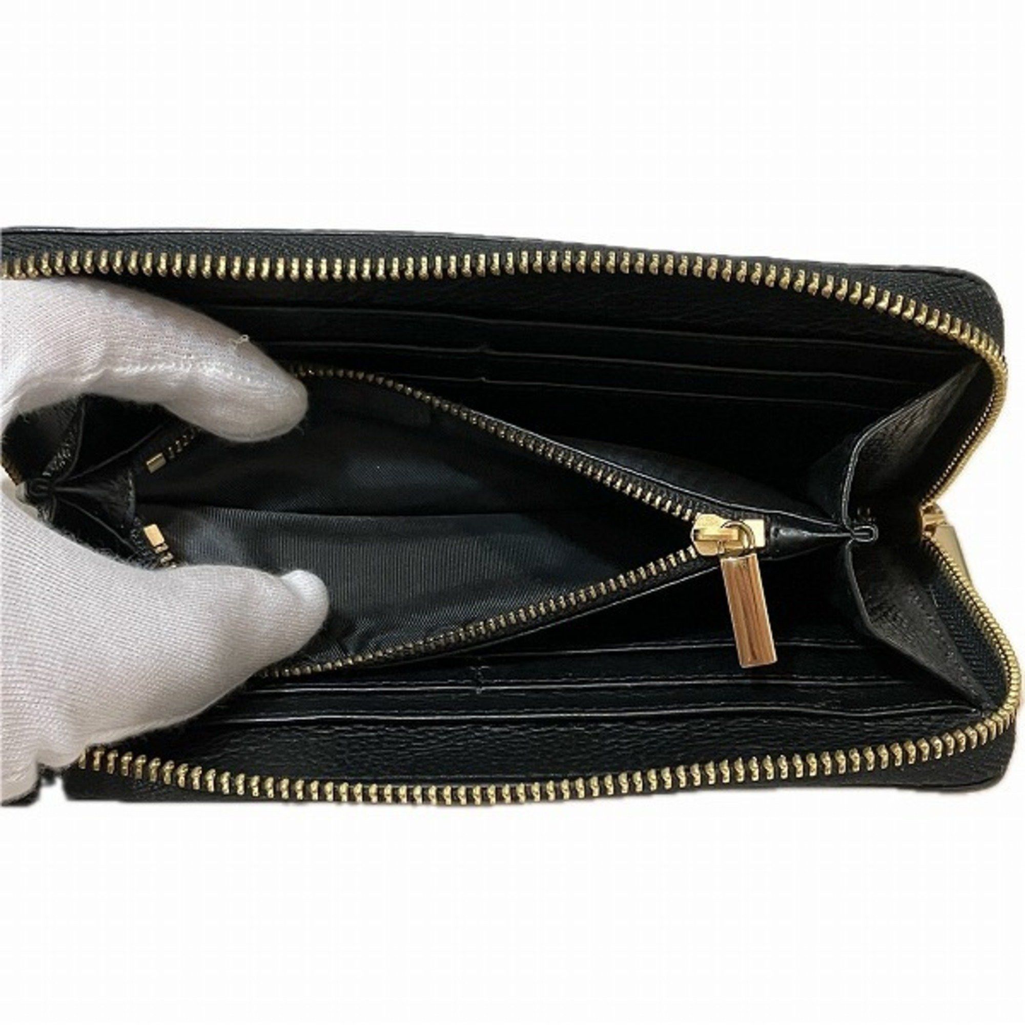 Tory Burch Tory Burch Amanda Round Zip Black Leather Long Wallet for Women Size ONE SIZE - 5 Thumbnail