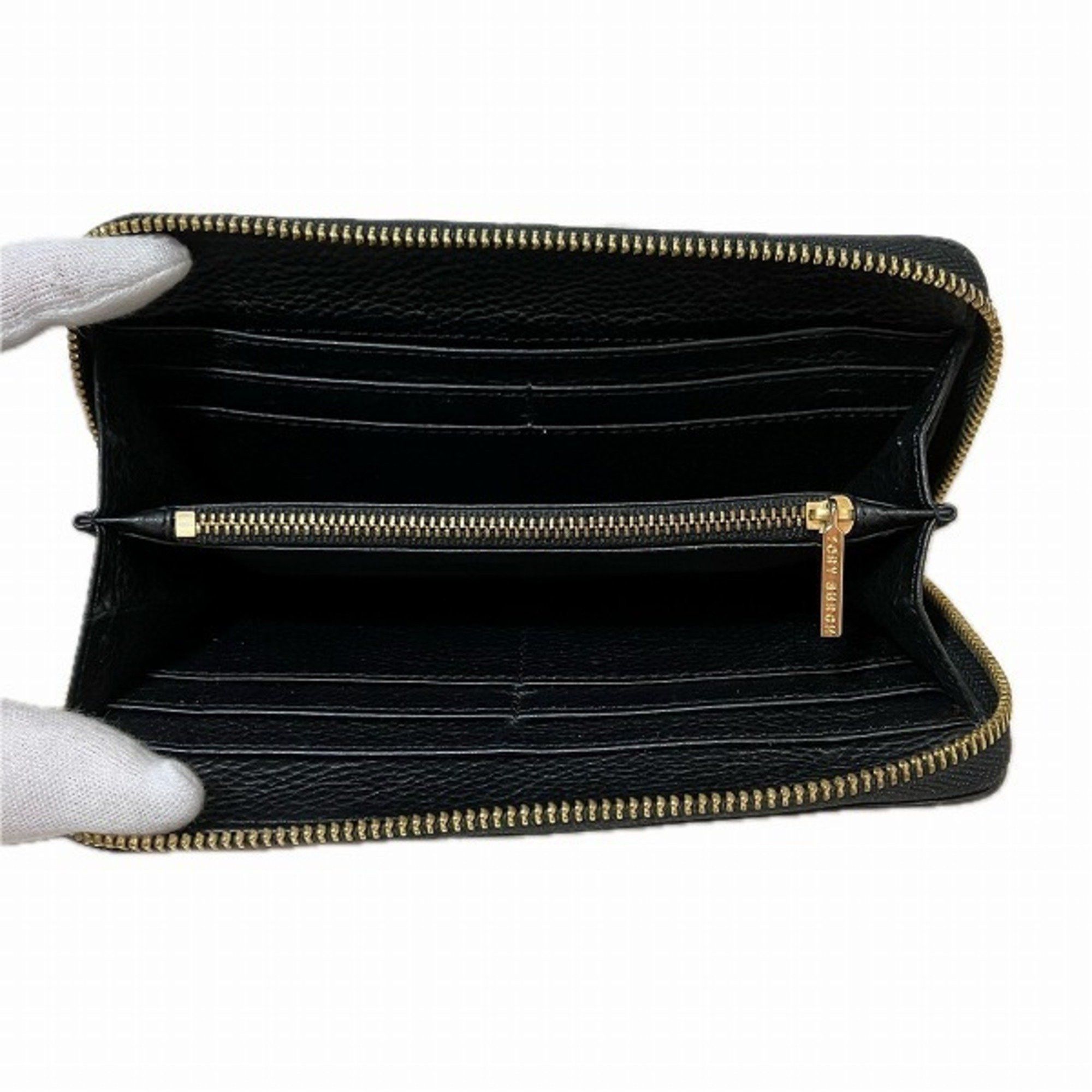 Tory Burch Tory Burch Amanda Round Zip Black Leather Long Wallet for Women Size ONE SIZE - 2 Thumbnail