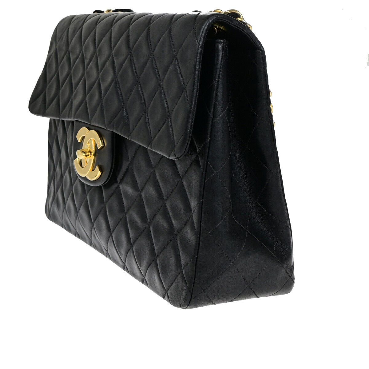 Chanel Jumbo Black Leather Shoulder Bag (Pre-Owned) Size ONE SIZE - 3 Thumbnail