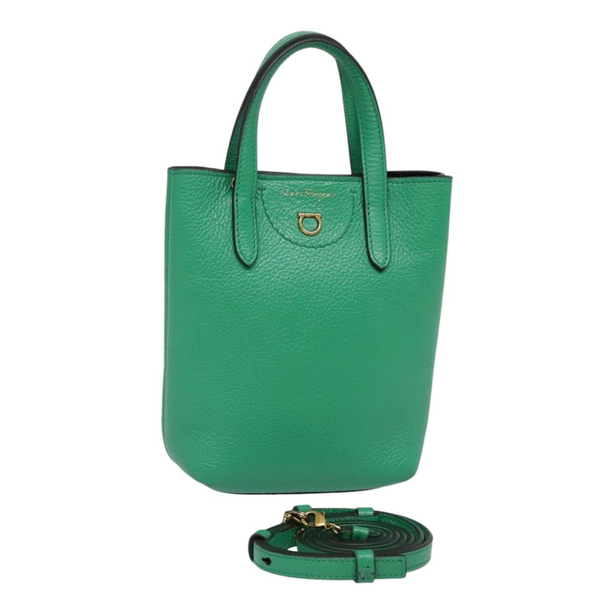Salvatore Ferragamo Gancini Green Leather Handbag (Pre-Owned) Size ONE SIZE - 16 Thumbnail