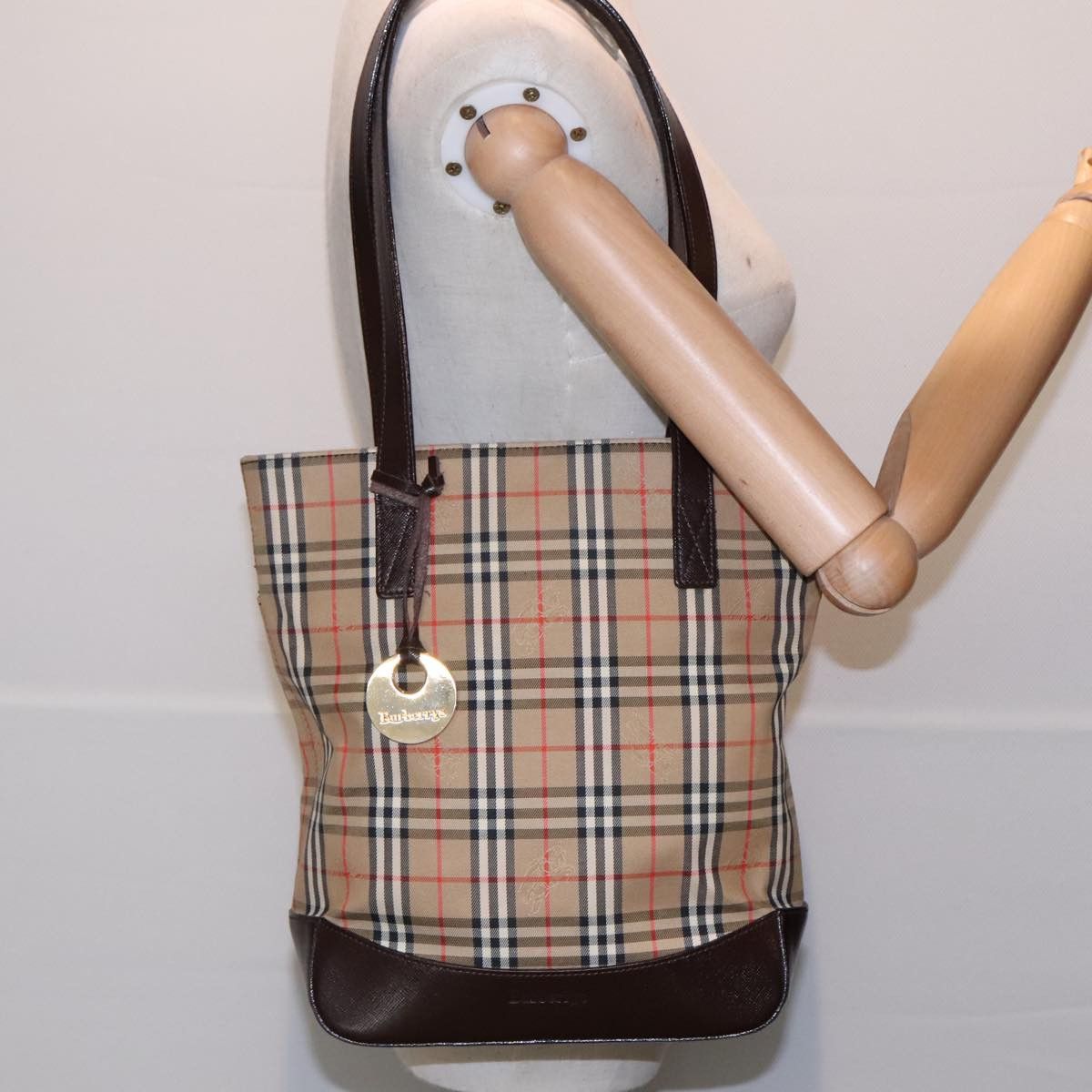 Burberry Nova Check Beige Canvas Shoulder Bag (Pre-Owned) Size ONE SIZE - 14 Thumbnail
