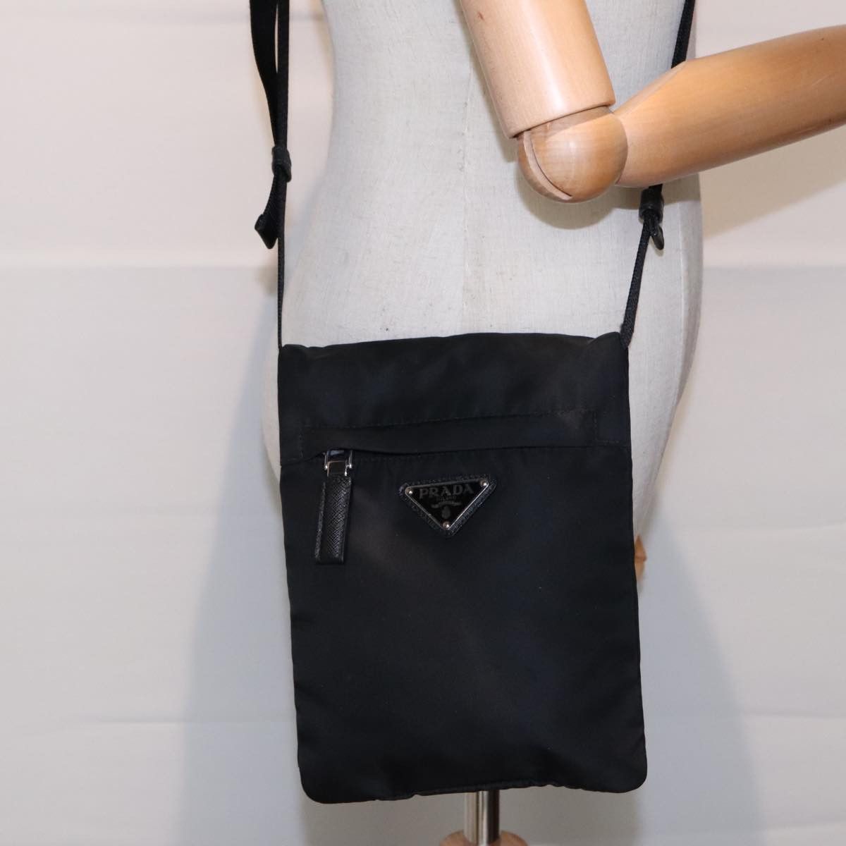 Prada Triangle Logo Black Synthetic Shoulder Bag (Pre-Owned) Size ONE SIZE - 15 Thumbnail