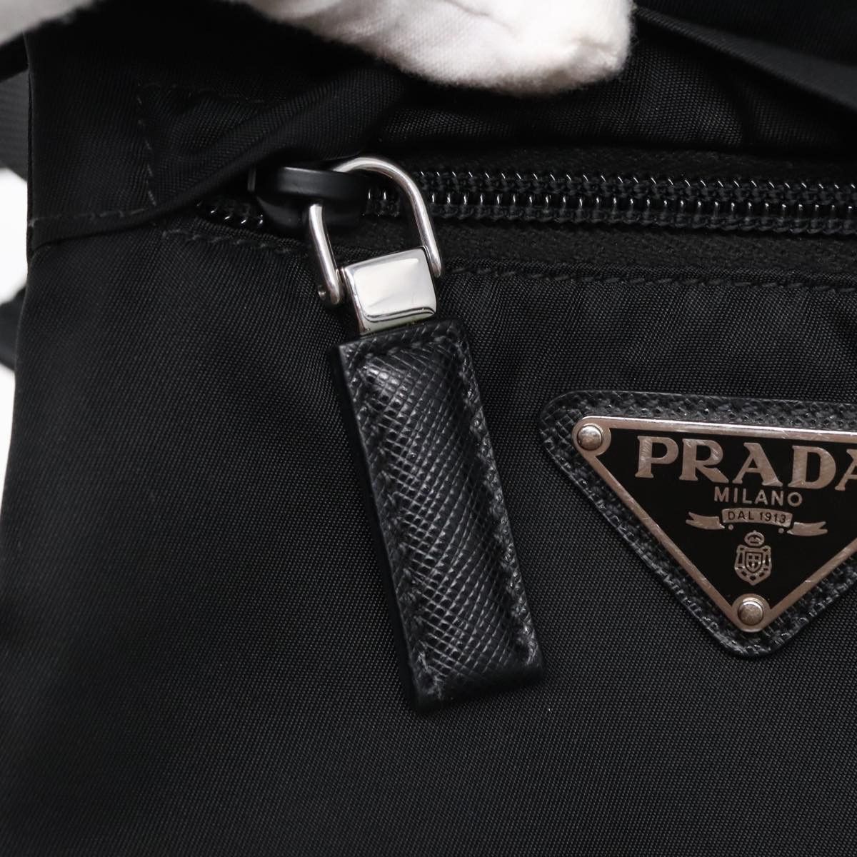 Prada Triangle Logo Black Synthetic Shoulder Bag (Pre-Owned) Size ONE SIZE - 11 Thumbnail