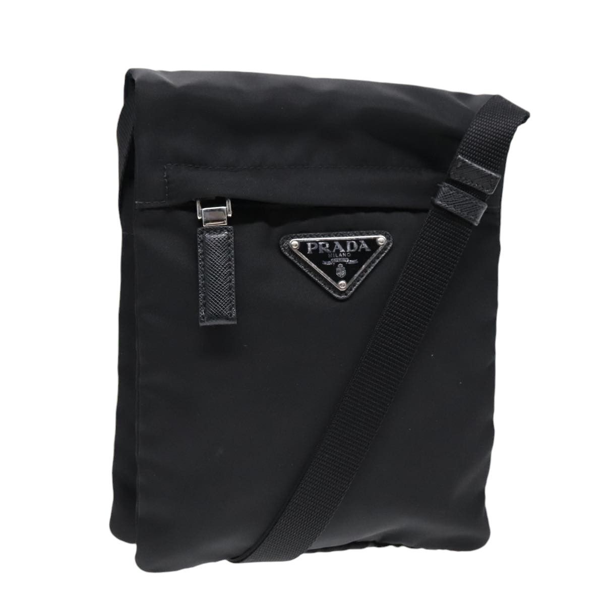 Prada Triangle Logo Black Synthetic Shoulder Bag (Pre-Owned) Size ONE SIZE - 16 Thumbnail