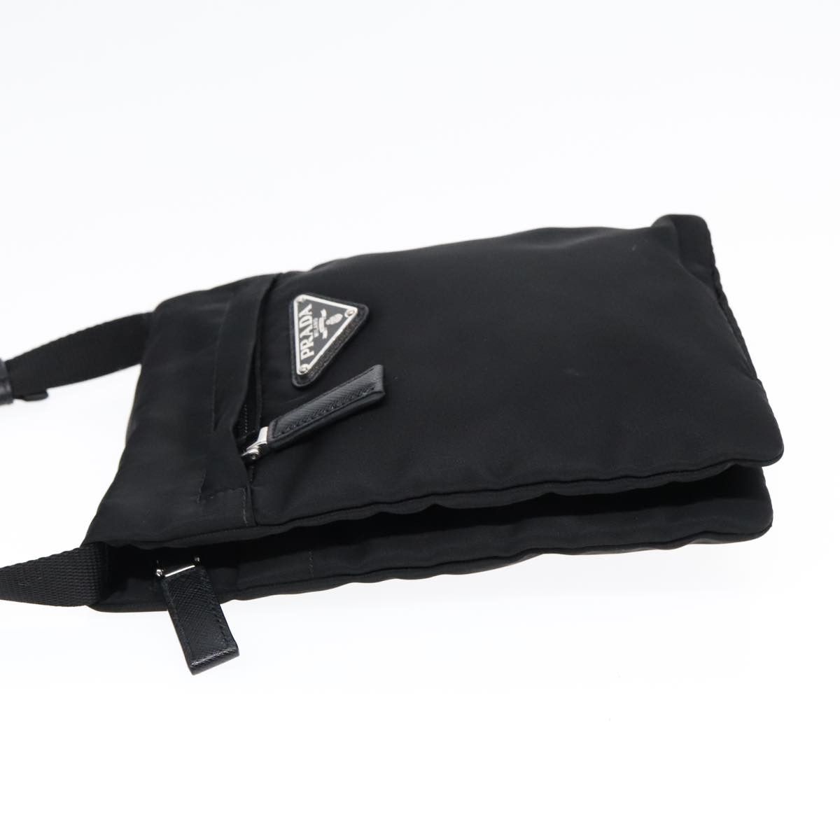 Prada Triangle Logo Black Synthetic Shoulder Bag (Pre-Owned) Size ONE SIZE - 3 Thumbnail