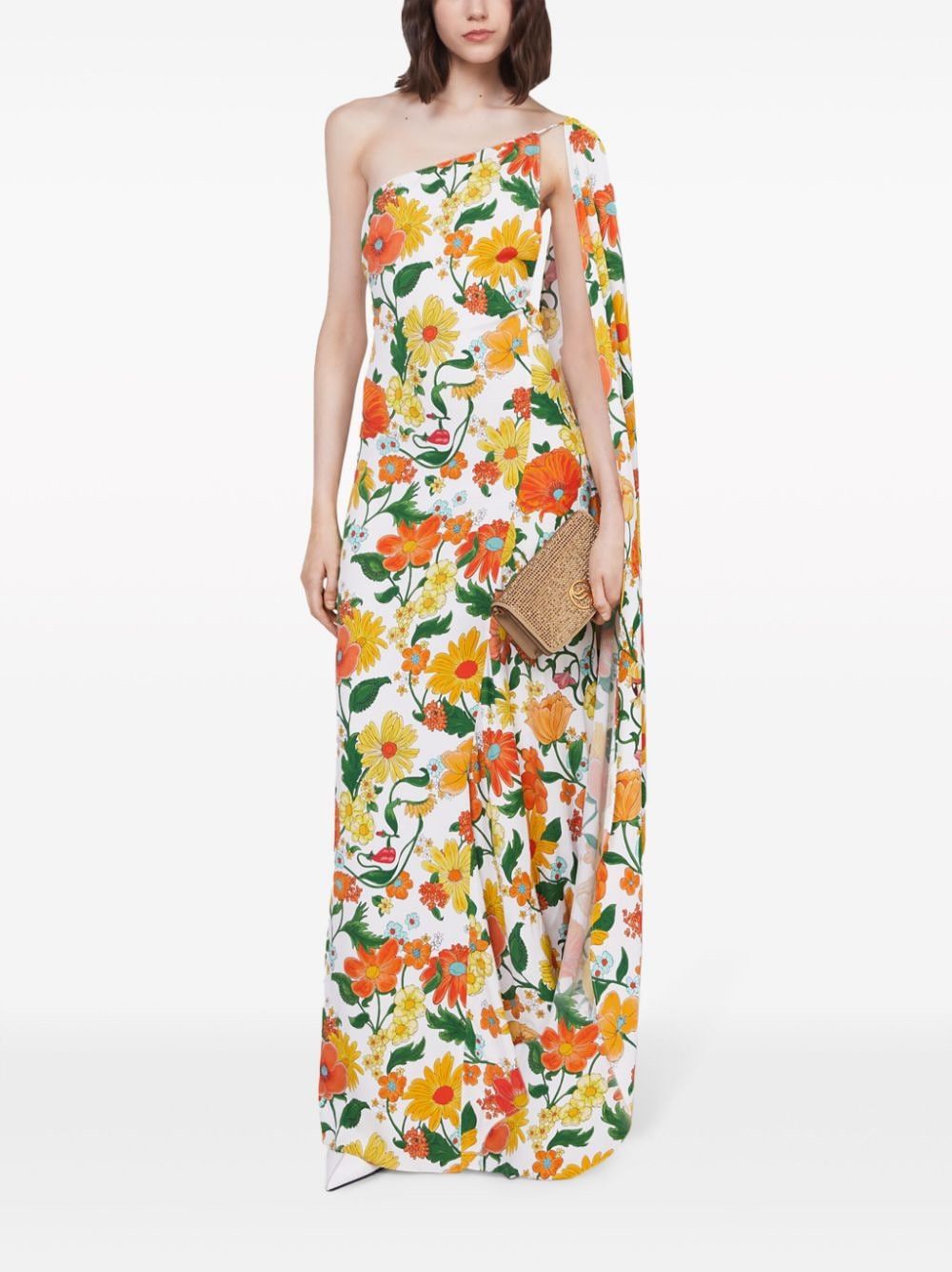 Stella McCartney FLORAL PRINT ONE-SHOULDER LONG DRESS Size S / US 4 / IT 40 - 3 Thumbnail