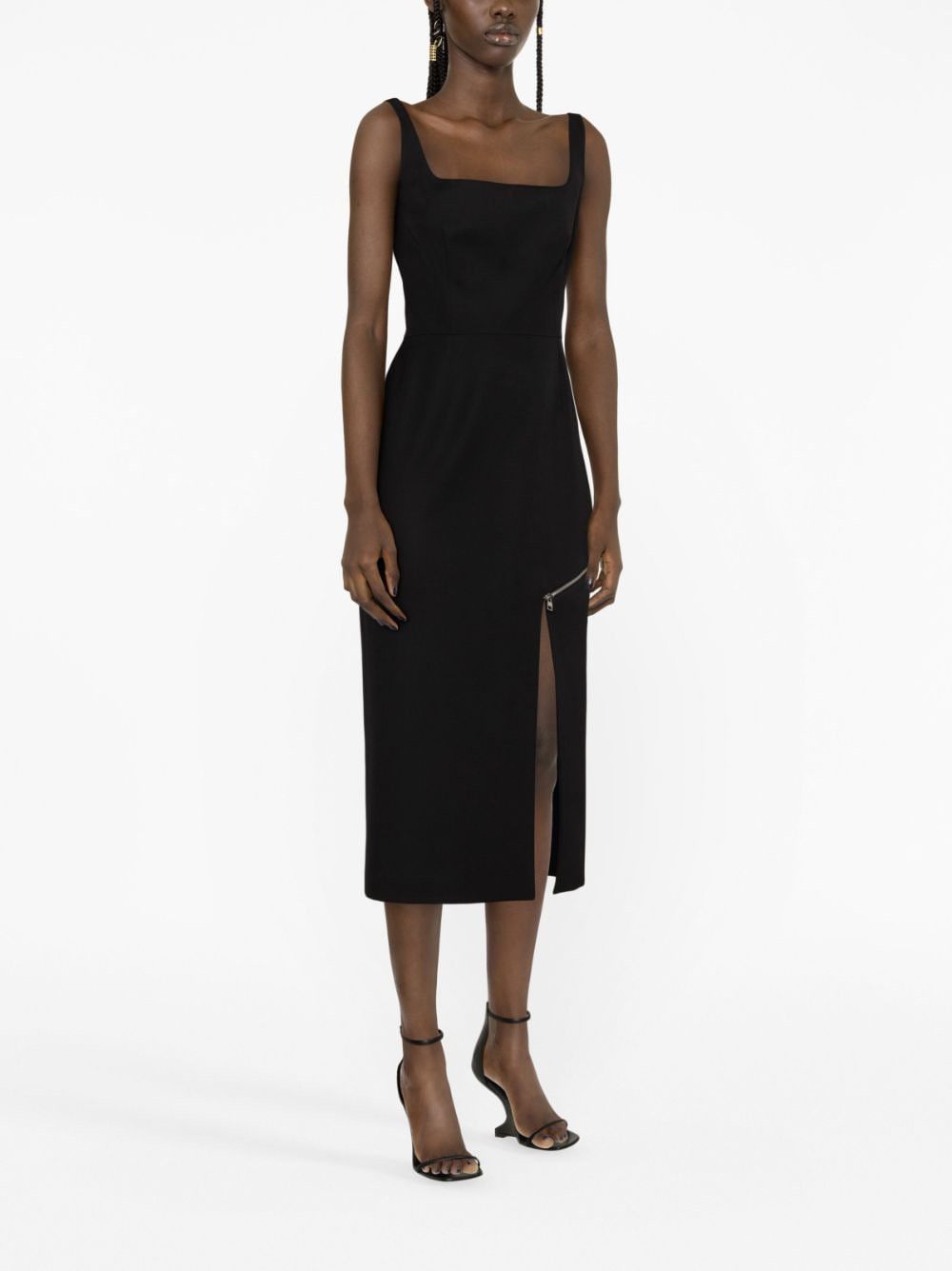 Alexander McQueen GRAIN DE POUDRE WOOL MIDI DRESS Size S / US 4 / IT 40 - 4 Thumbnail
