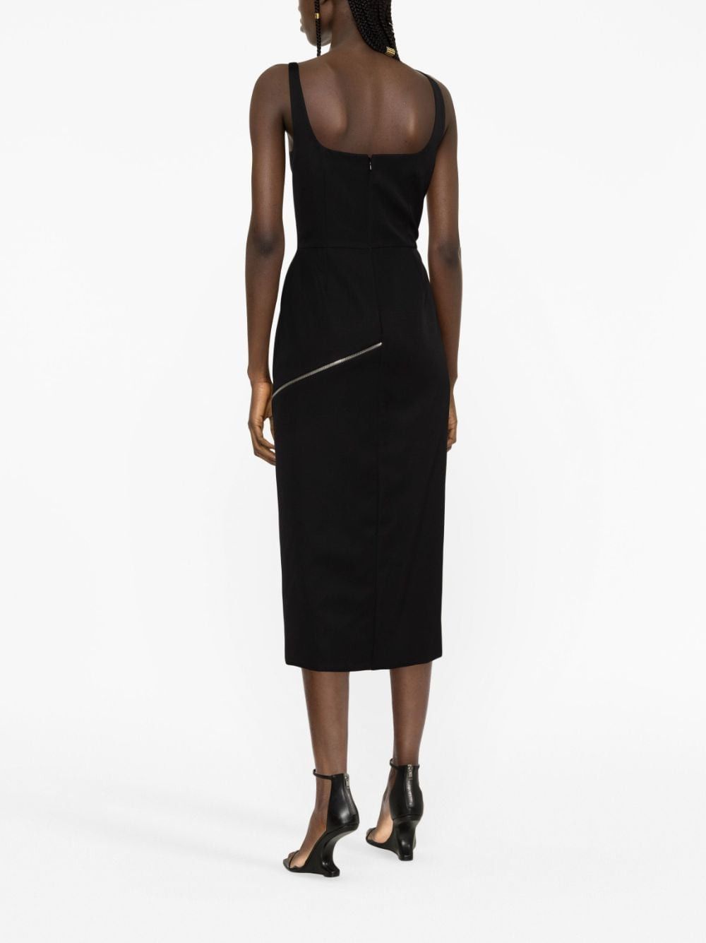 Alexander McQueen GRAIN DE POUDRE WOOL MIDI DRESS Size S / US 4 / IT 40 - 6 Thumbnail