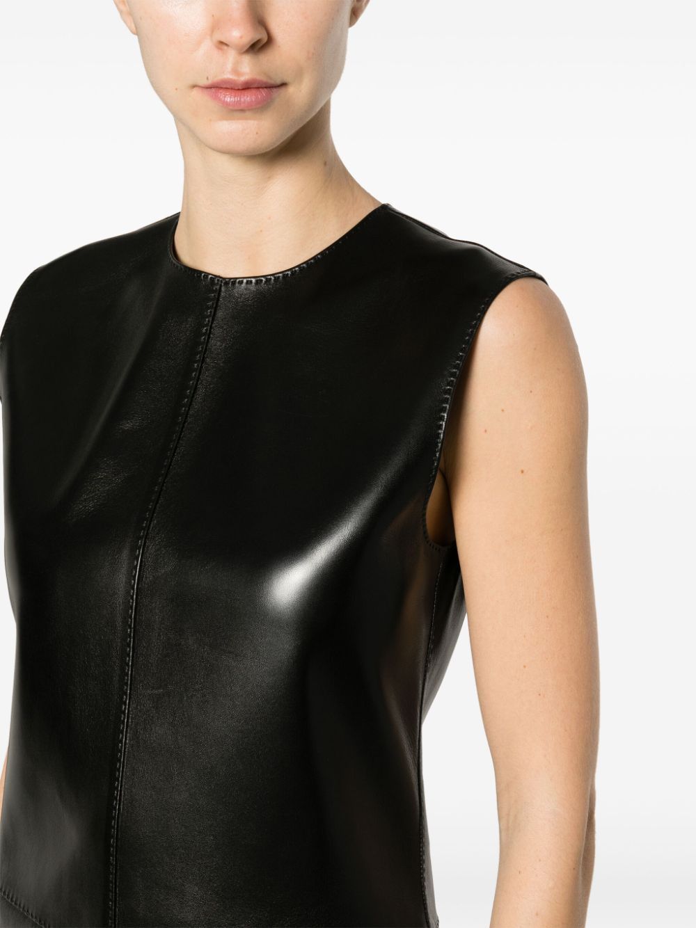 Saint Laurent Paris LEATHER MINI DRESS Size S / US 4 / IT 40 - 4 Thumbnail