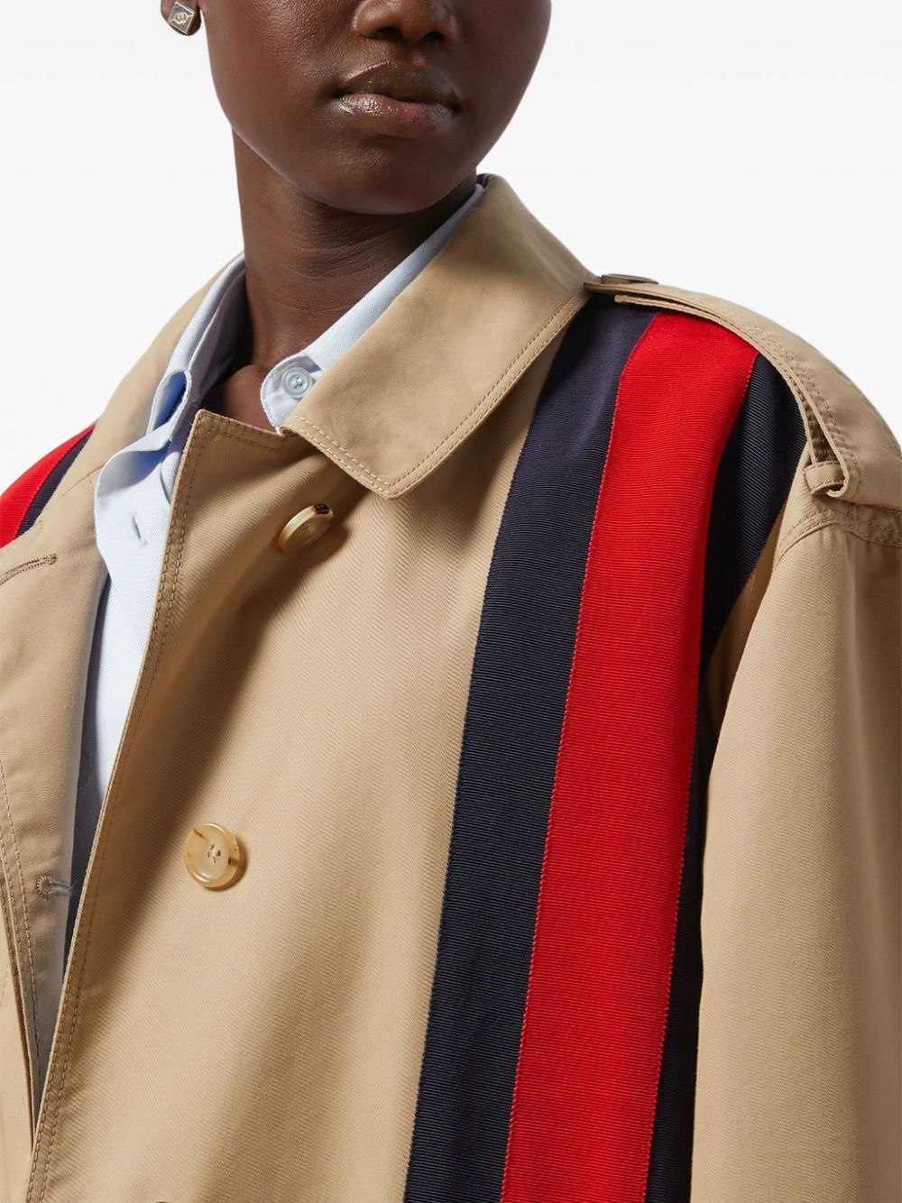 Gucci WEB DETAIL COTTON TRENCH COAT Size S / US 4 / IT 40 - 3 Thumbnail