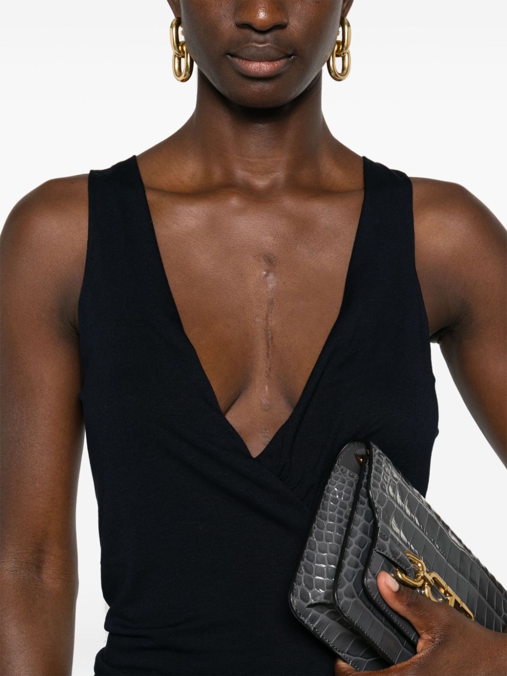 Saint Laurent Paris V-NECKED SLEELVESS DRESS Size S / US 4 / IT 40 - 2 Thumbnail