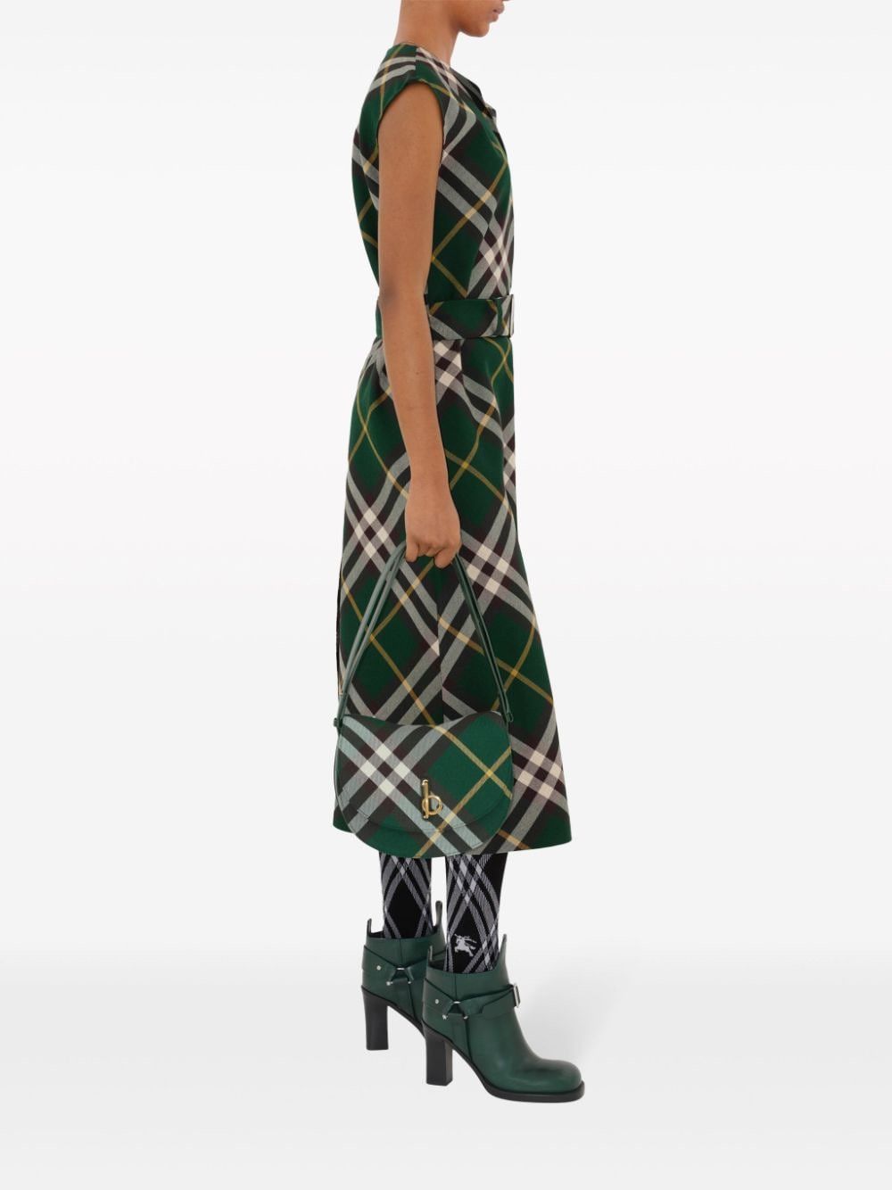 Burberry CHECK MOTIF WOOL MIDI DRESS Size XS / US 0-2 / IT 36-38 - 3 Thumbnail