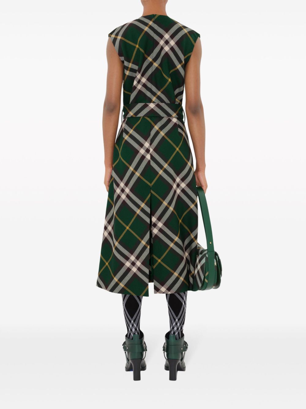Burberry CHECK MOTIF WOOL MIDI DRESS Size XS / US 0-2 / IT 36-38 - 6 Thumbnail