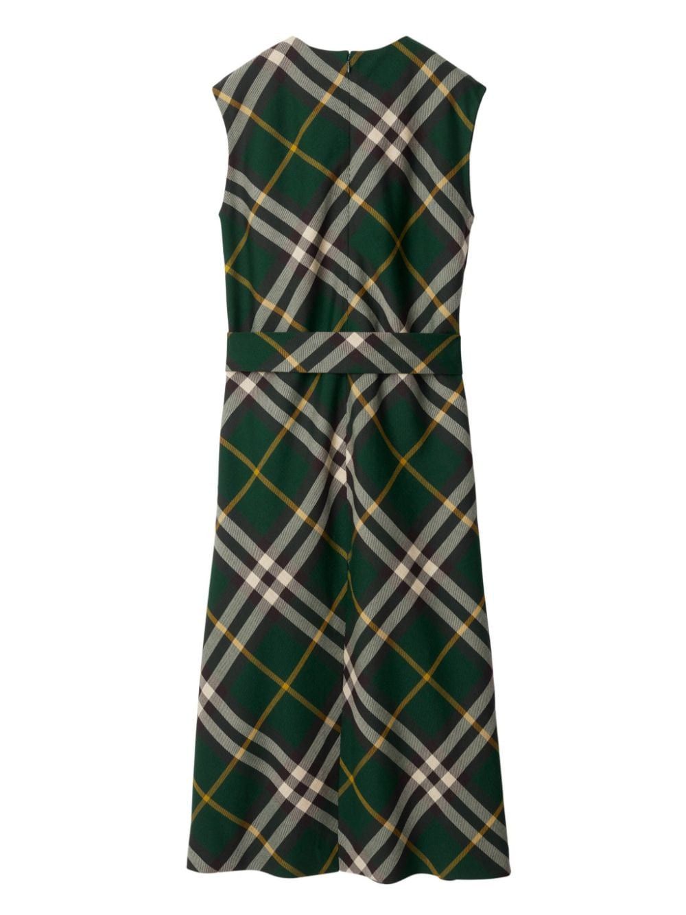 Burberry CHECK MOTIF WOOL MIDI DRESS Size XS / US 0-2 / IT 36-38 - 5 Thumbnail