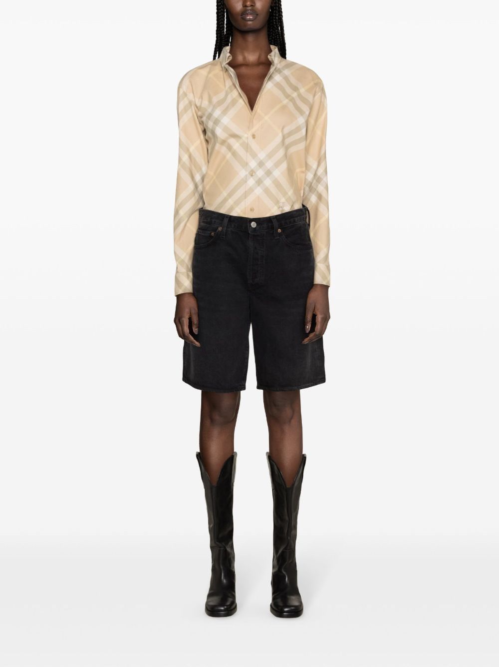 Burberry CHECK MOTIF COTTON SHIRT Size XS / US 0-2 / IT 36-38 - 4 Thumbnail