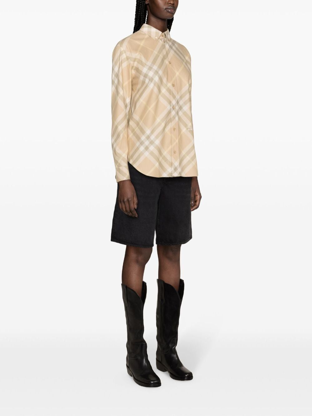 Burberry CHECK MOTIF COTTON SHIRT Size XS / US 0-2 / IT 36-38 - 2 Thumbnail