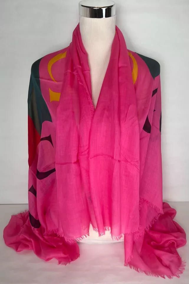 Gucci Women Bright Pink Wool/Silk GRG Web GG Logo Scarf Shawl Size ONE SIZE - 2 Thumbnail