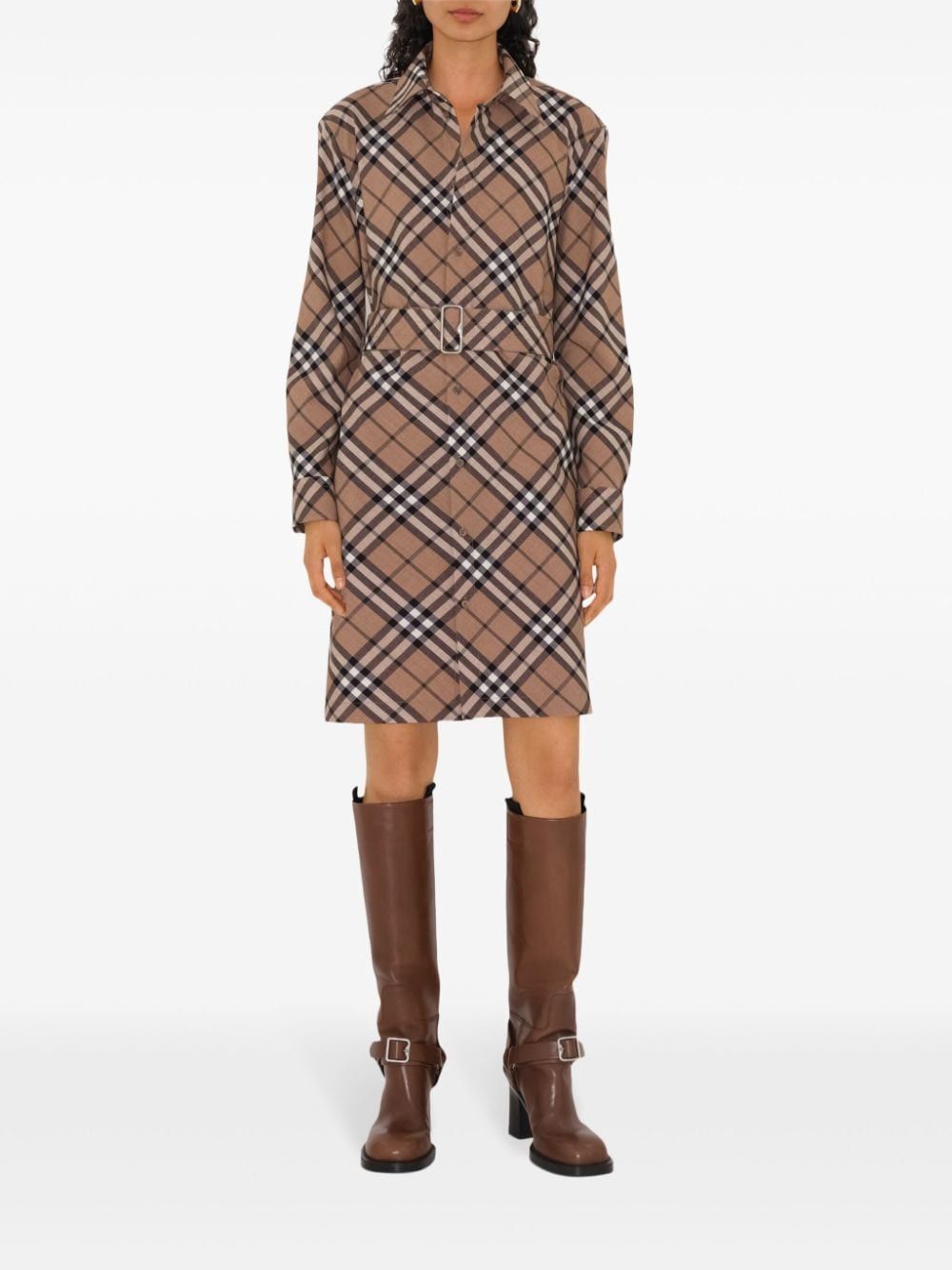 Burberry CHECK WOOL BLEND CHEMISIER DRESS Size XS / US 0-2 / IT 36-38 - 2 Thumbnail