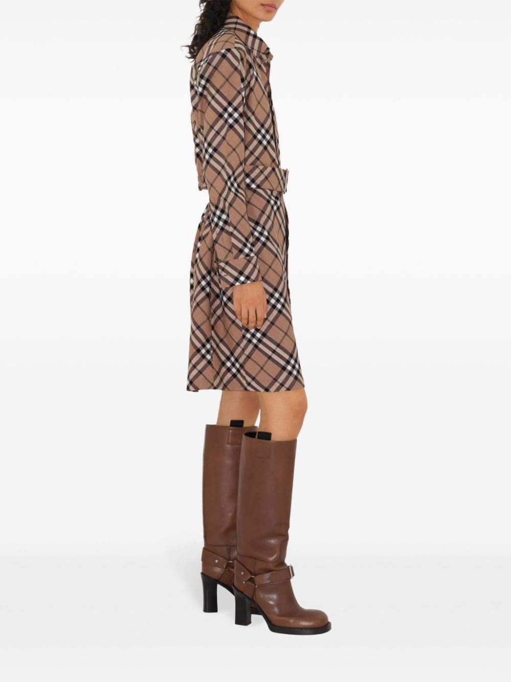 Burberry CHECK WOOL BLEND CHEMISIER DRESS Size XS / US 0-2 / IT 36-38 - 4 Thumbnail