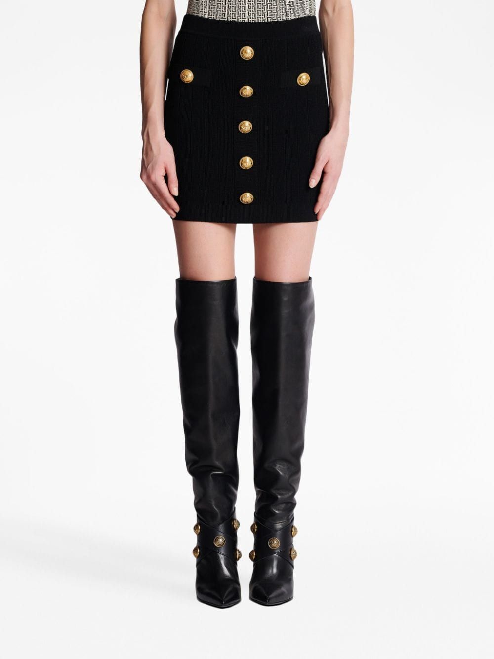 Balmain HIGH WAIST BUTTONED MINI SKIRT Size 27" / US 4 / IT 40 - 7 Thumbnail