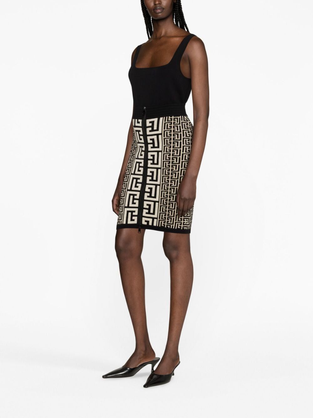 Balmain MONOGRAM HIGH WAIST SKIRT Size 27" / US 4 / IT 40 - 3 Thumbnail
